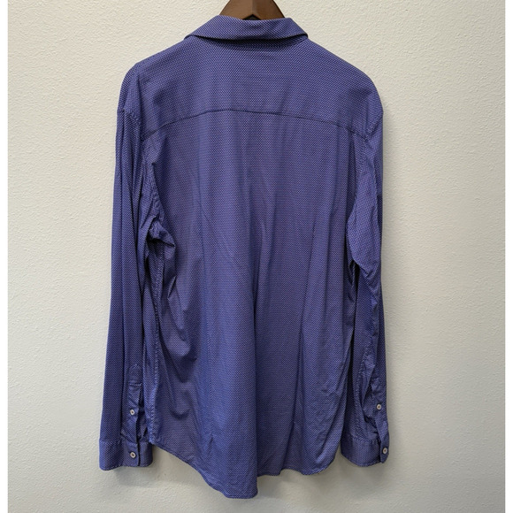 Buttercloth Button Up Shirt Mens Size XL Blue Print Long Sleeve Stretch Soft - Picture 2 of 8